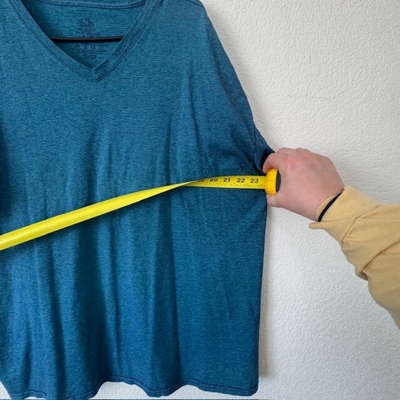 Fruit of the Loom Platinum Men's V Neck T‎ Shirt Teal Heather Size 2XL - Picture 5 of 6